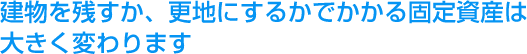 建物を残すか、更地にするかでかかる固定資産は大きく変わります